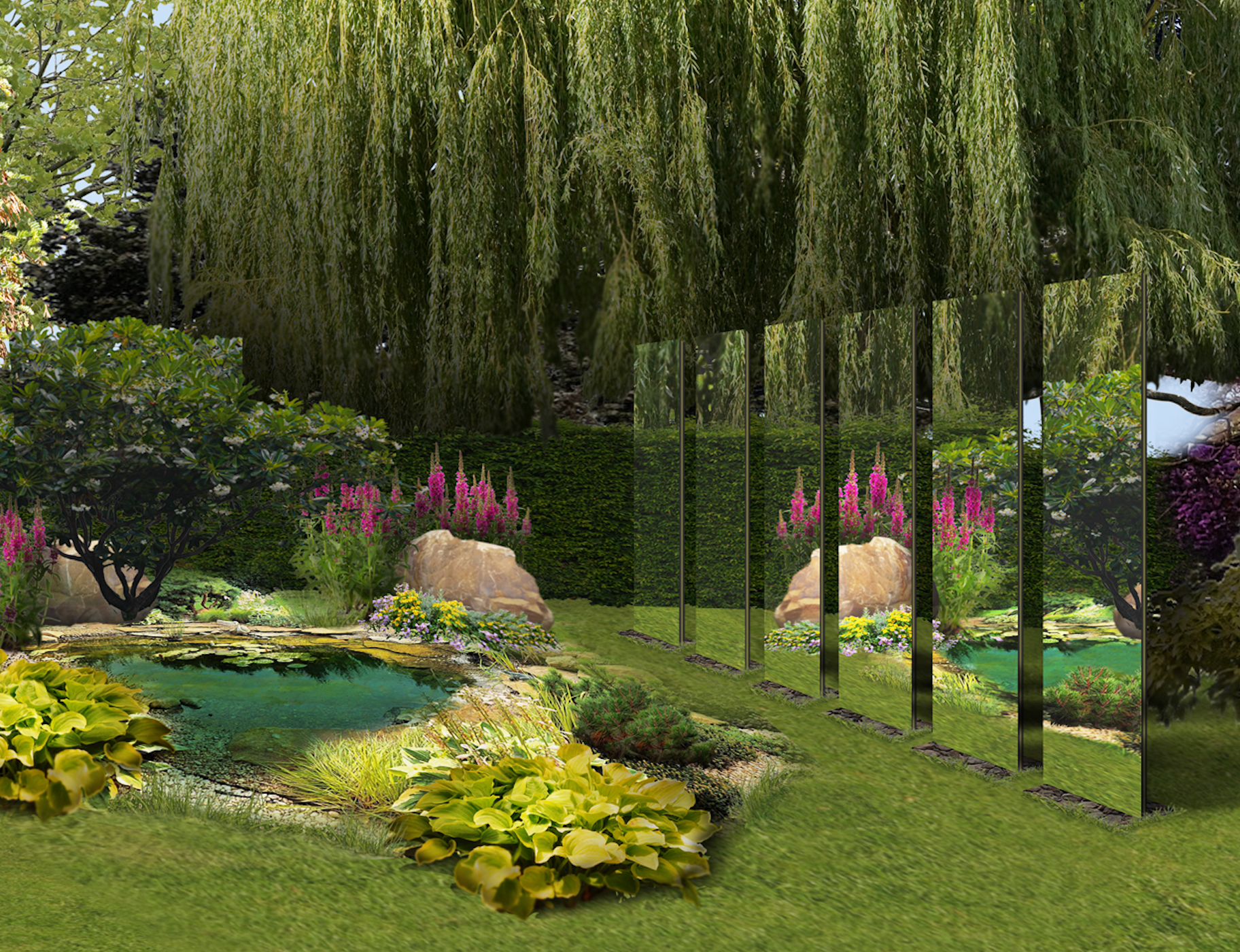 Spiegelstelen von EasyMirror sind spiegelnde Kunstobjekte für den eigenen Garten